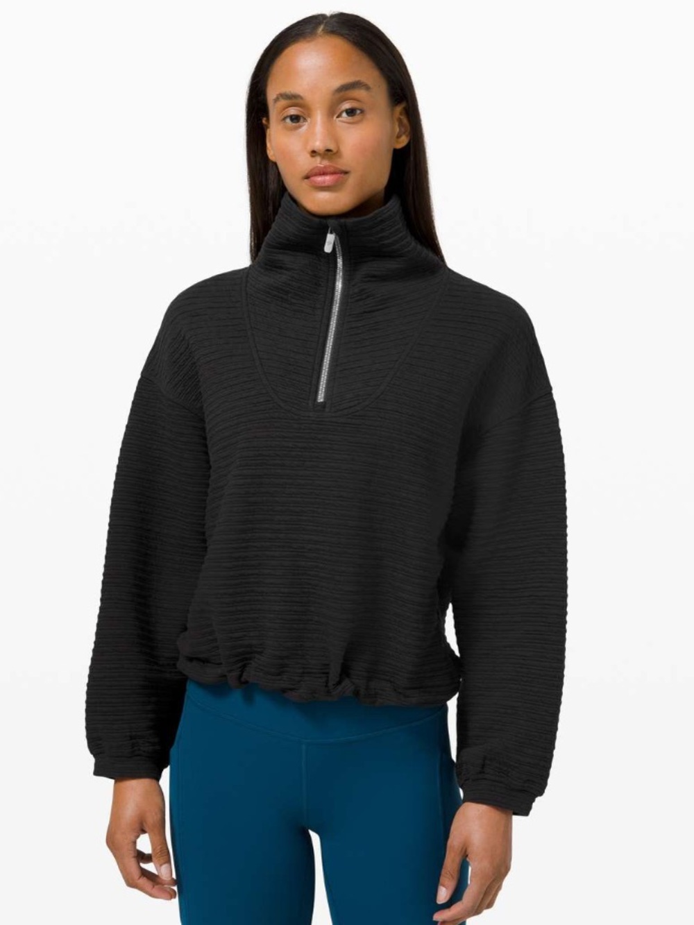 Lululemon textured 1/2 zip‎ pullover black XS/S